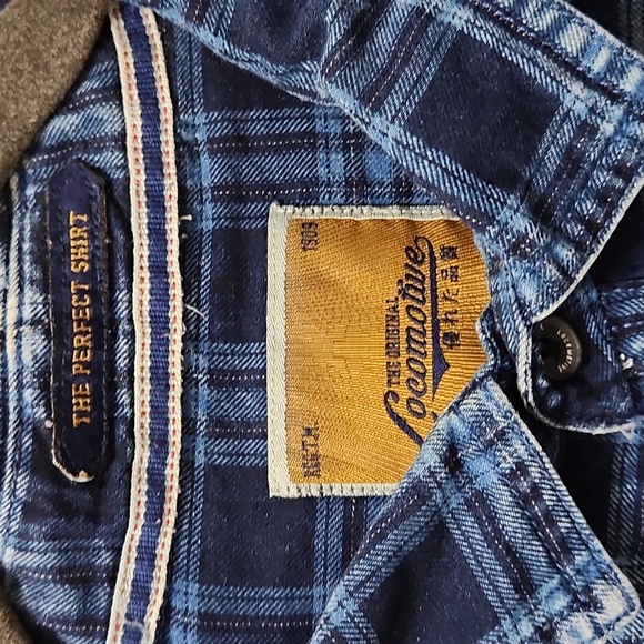THE ORIGINAL LOCOMOTIVE INDIGO PLAID SHIRT - Picture 4 of 5